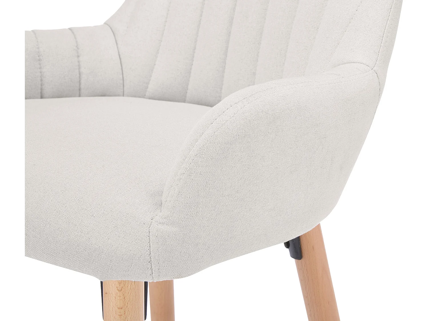 Lot de 2 tabourets de bar en tissu et pieds bois de hêtre - Crème - ELEANA