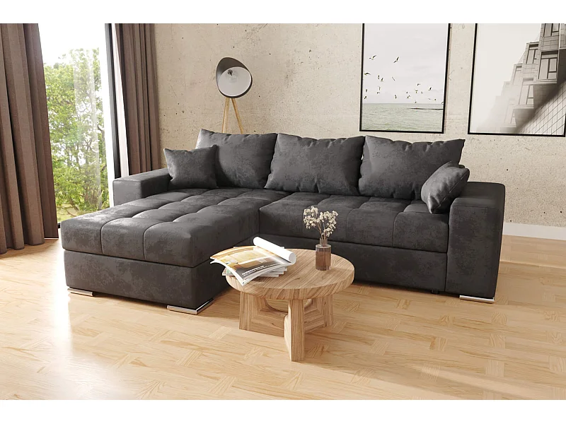 canapé d'angle josua L vintage noir