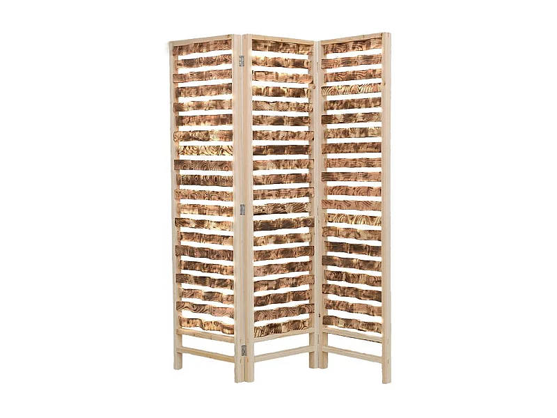 Paravent 3 panneaux en pin Vague