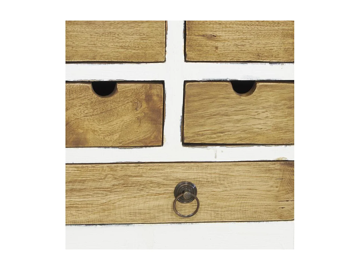 Commode 13 tiroirs en acajou naturel et blanc