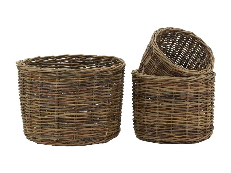 Cache-pots en osier brut (lot de 3)