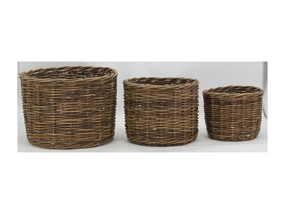 Cache-pots en osier brut (lot de 3)