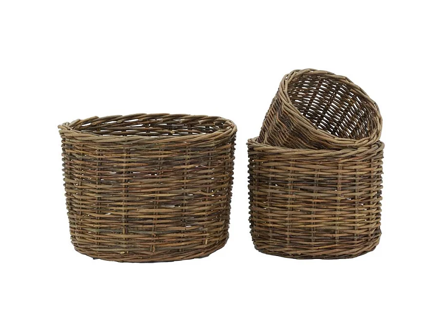 Cache-pots en osier brut (lot de 3)
