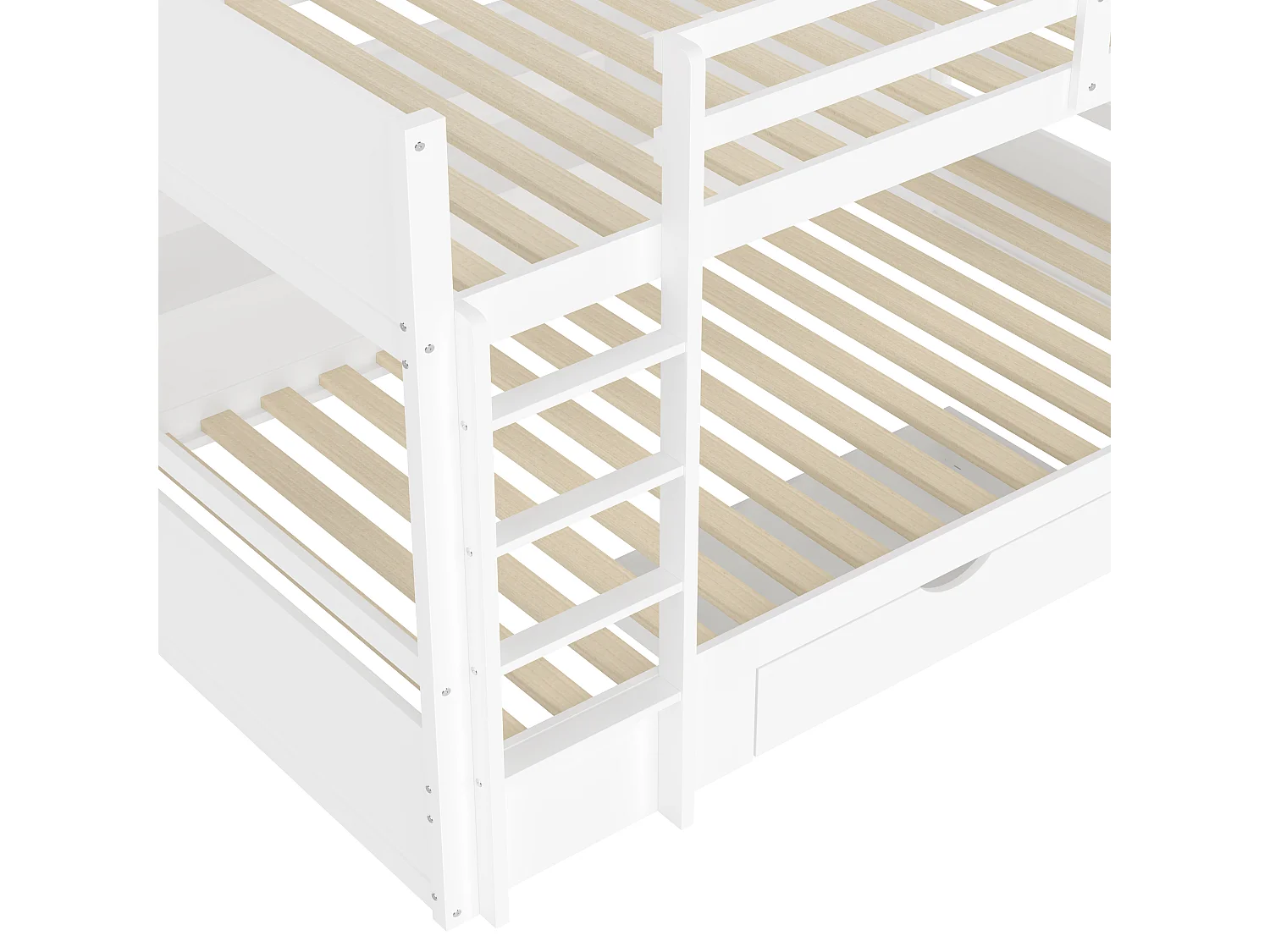 Lit superposé pour enfant 2x90x200cm - avec un tiroir et compartiments - Blanc