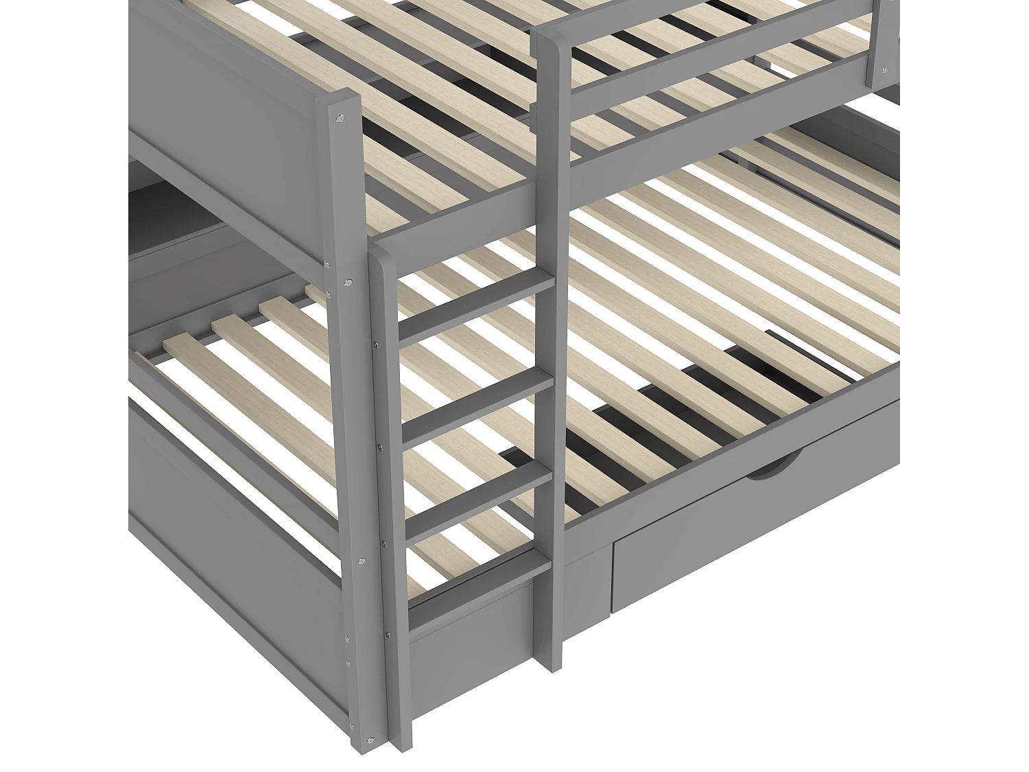 Litera para niños 2x90x200cm - con un cajón y compartimentos - Gris