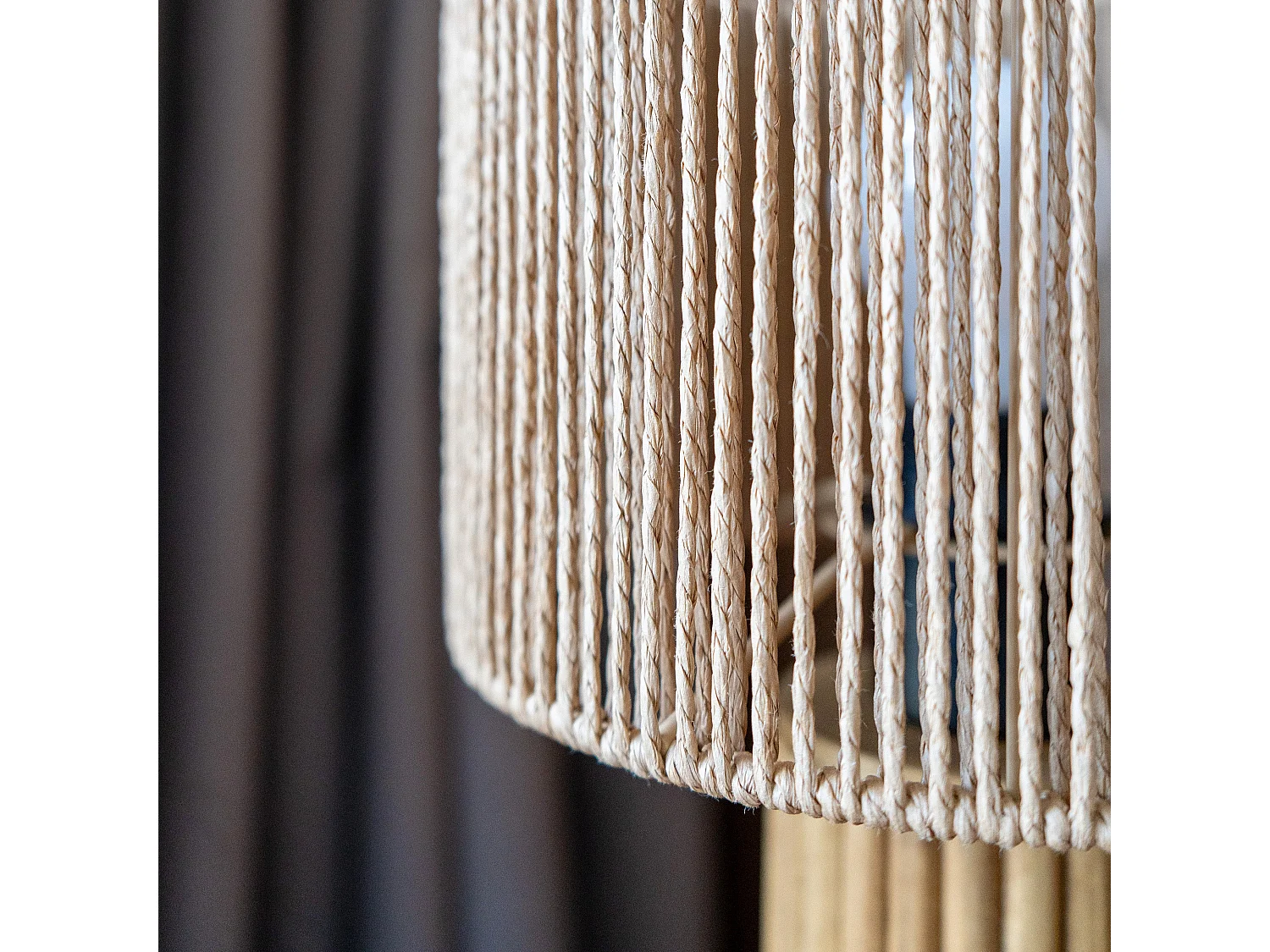 Lampada di carta in corda con base in legno - Mira