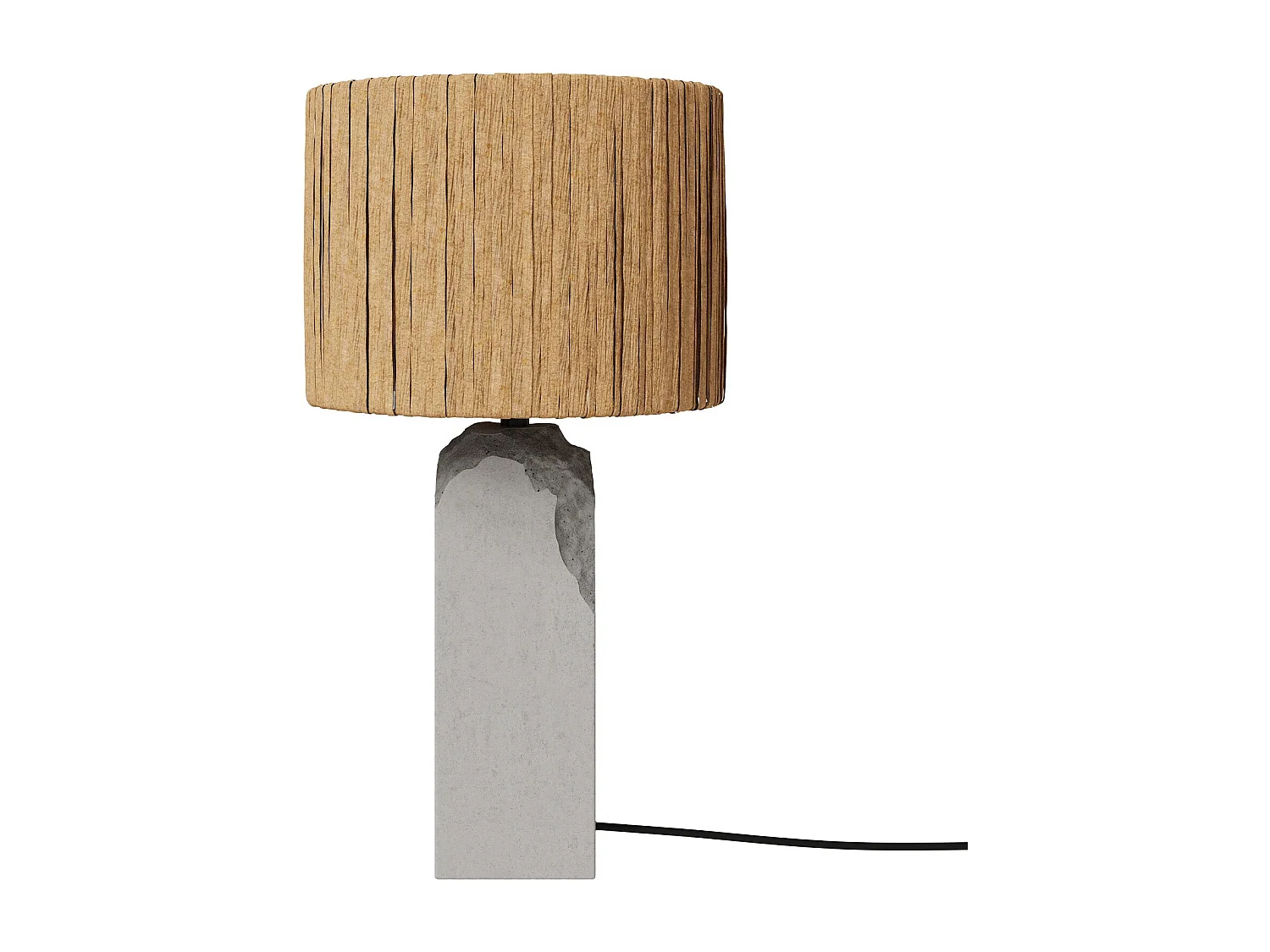 Lampe en raphia et socle en béton - Mya