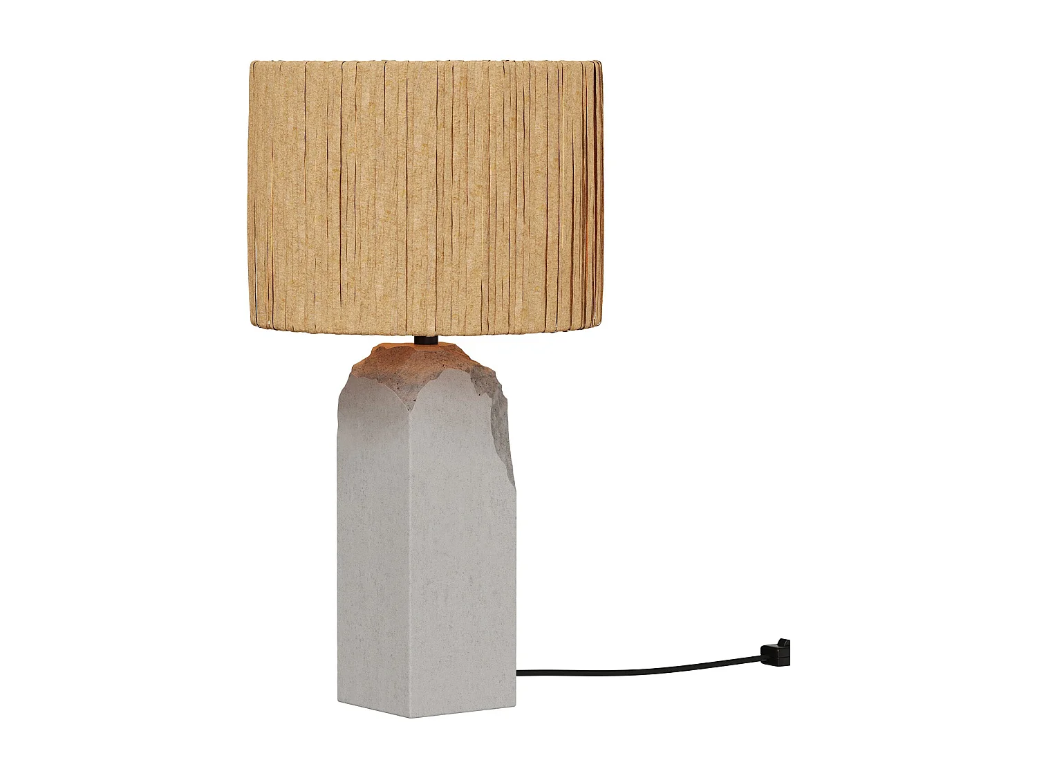 Lampe en raphia et socle en béton - Mya