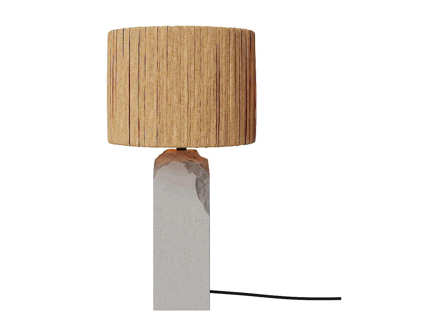 Lampe en raphia et socle en béton - Mya