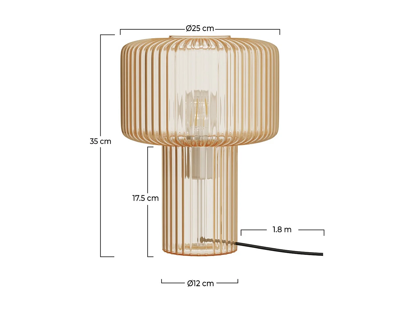 Lampe à poser en verre cannelé - Verra