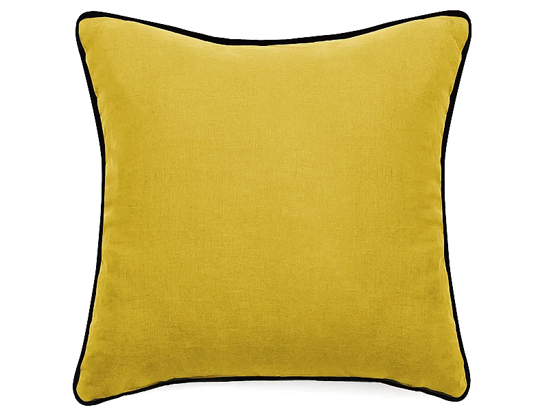 Housse de coussin PRELUDE 80x80 cm lin et coton lavé jaune Curry