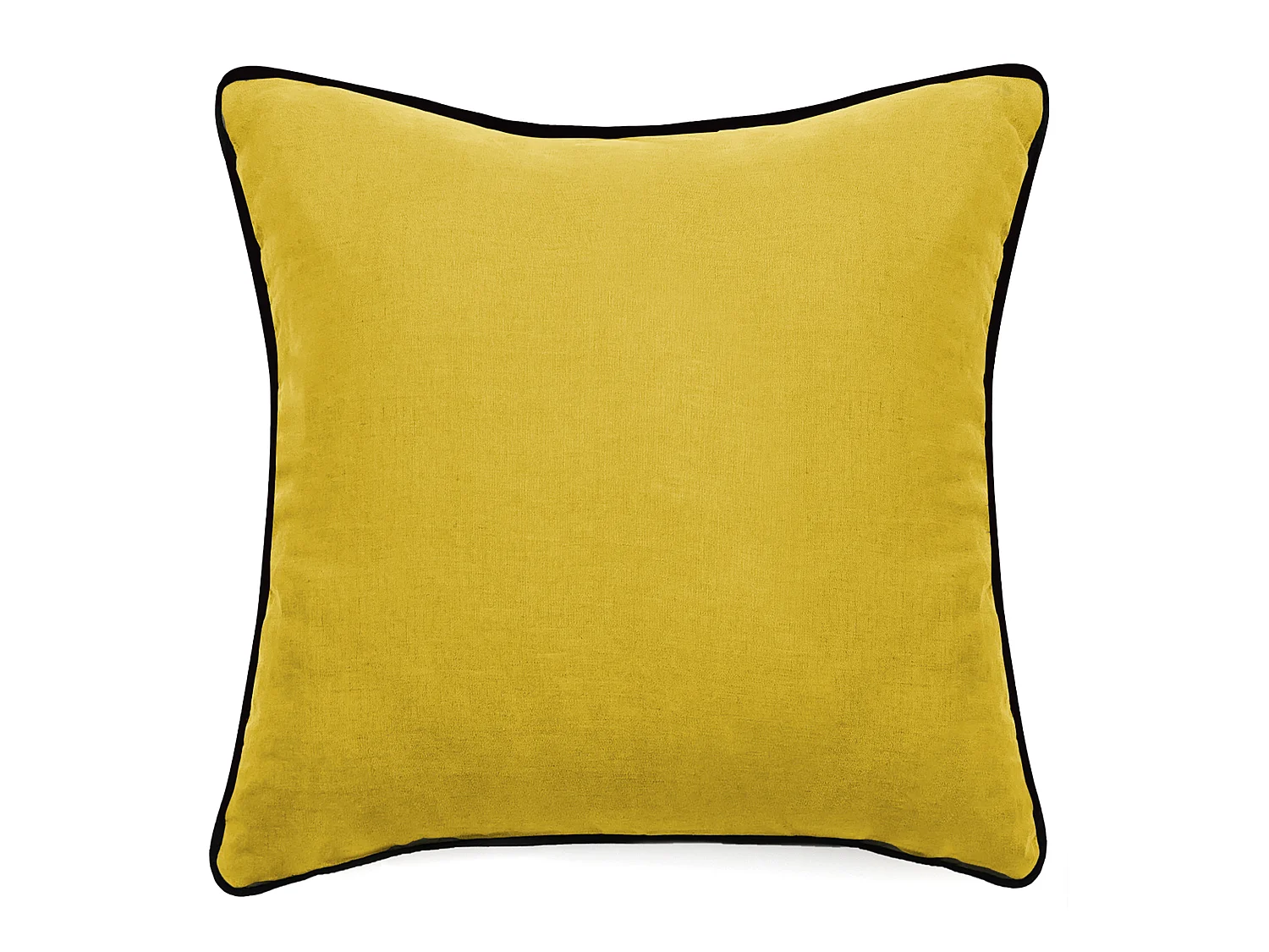 Housse de coussin PRELUDE 80x80 cm lin et coton lavé jaune Curry