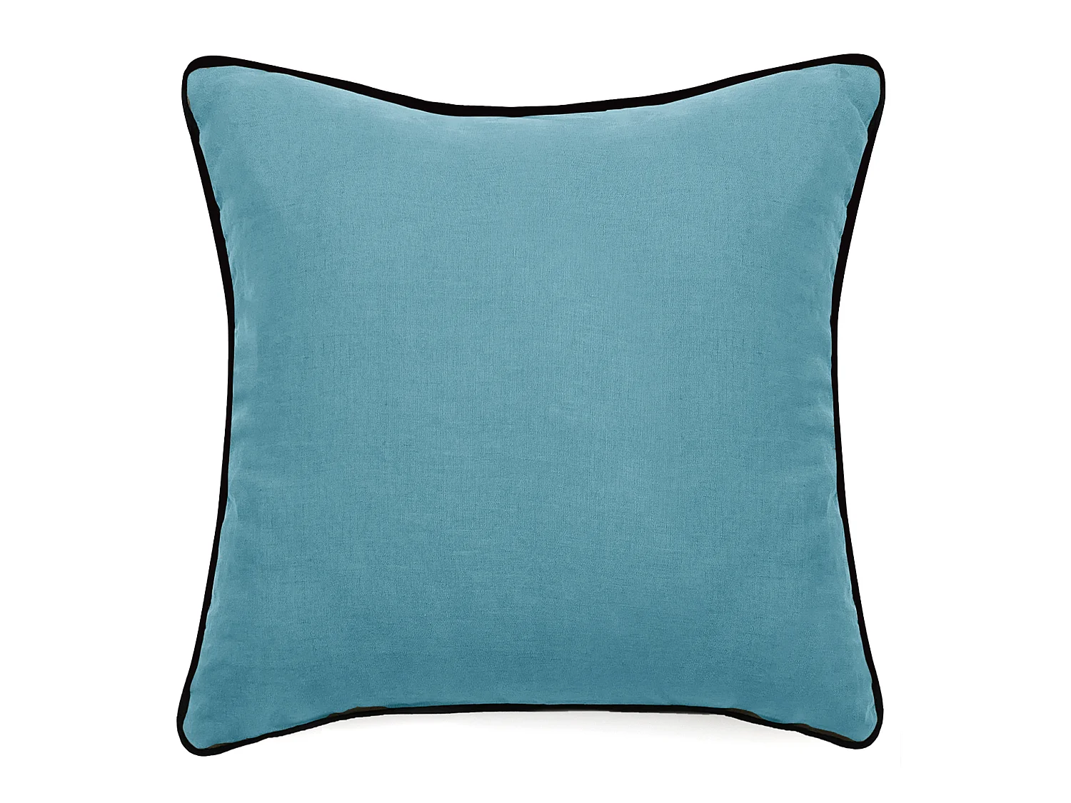 Housse de coussin PRELUDE 80x80 cm lin et coton lavé bleu Topaze