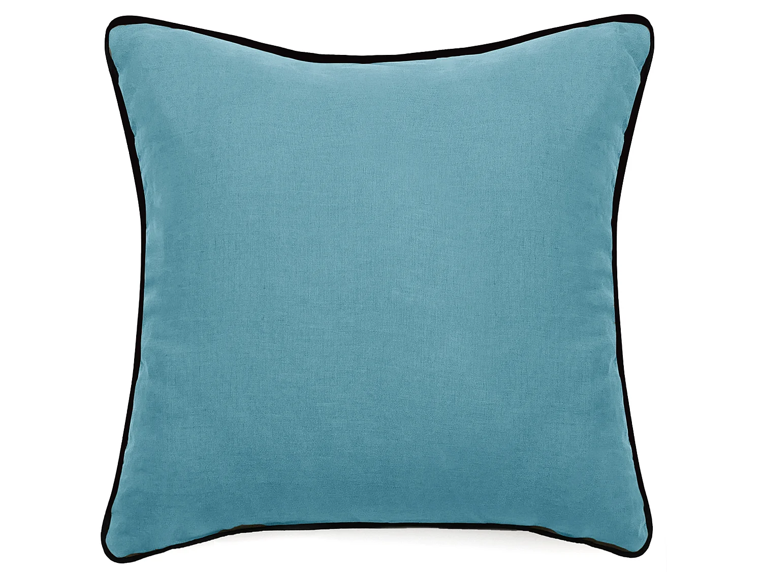 Housse de coussin PRELUDE 80x80 cm lin et coton lavé bleu Topaze
