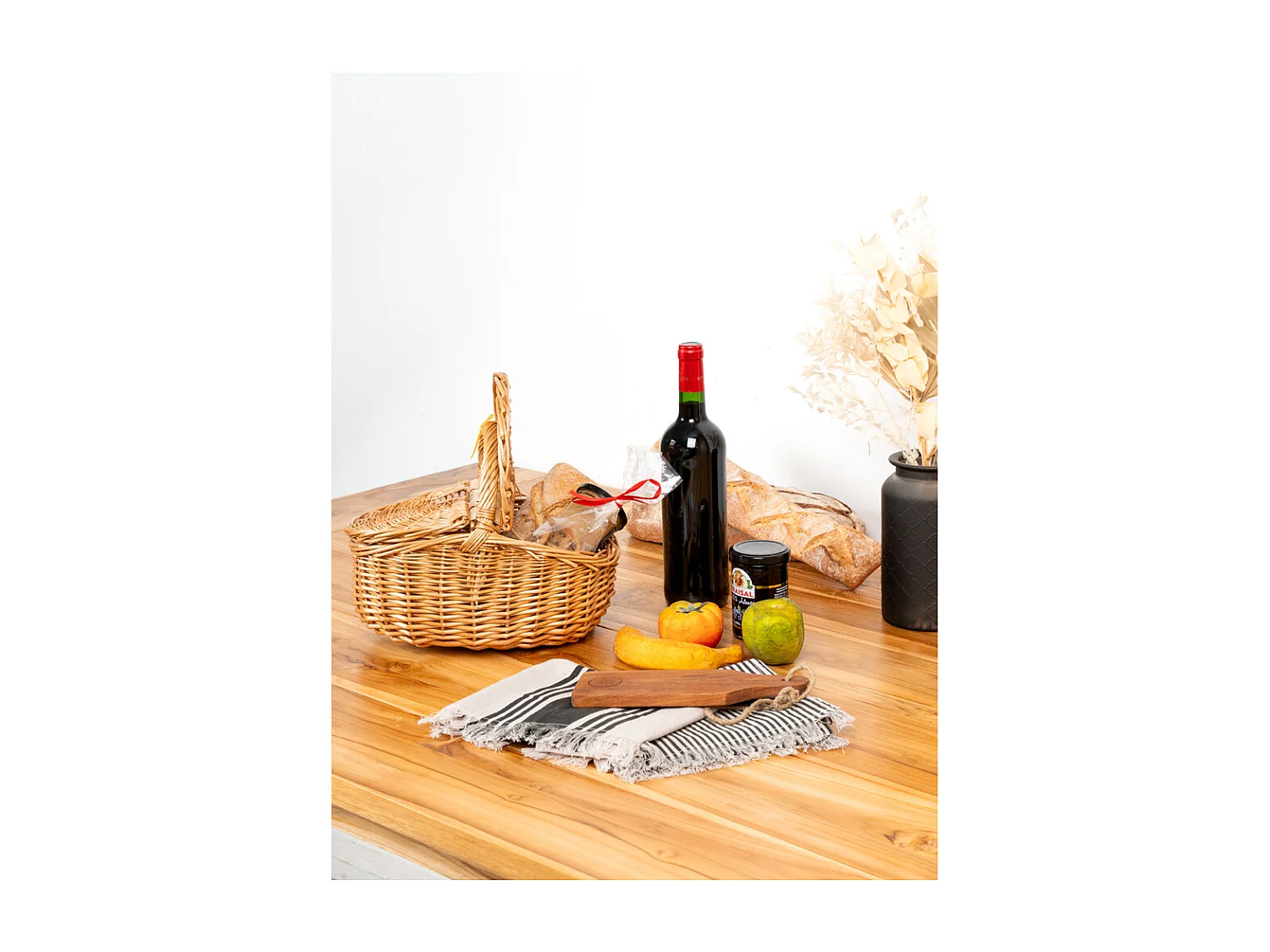 Panier 2 couvercles en osier miel