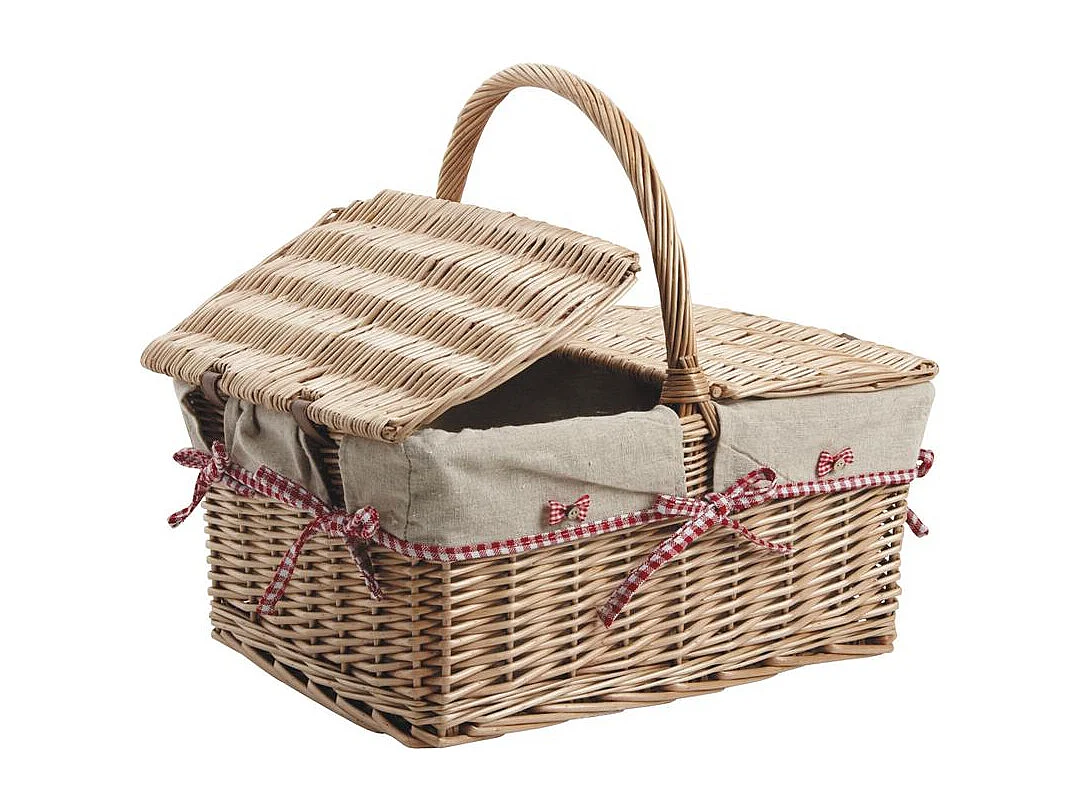 Panier 2 couvercles en osier et jute