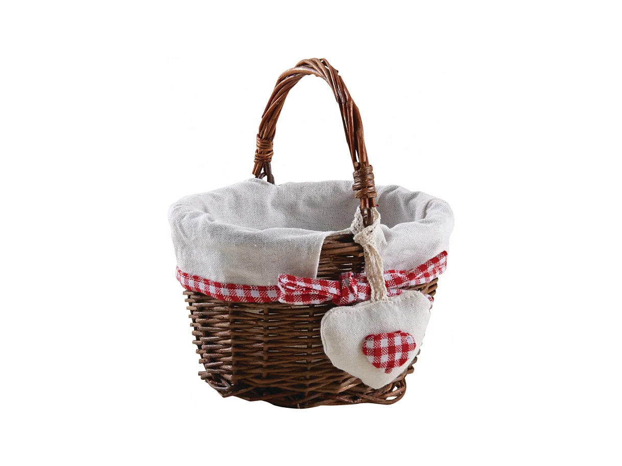Mini panier en osier brut et vichy