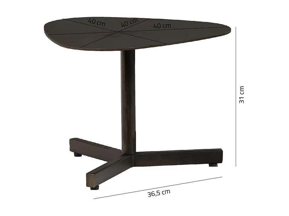 Table basse 40 cm triangulaire métal vieilli gris anthracite - KEPLER