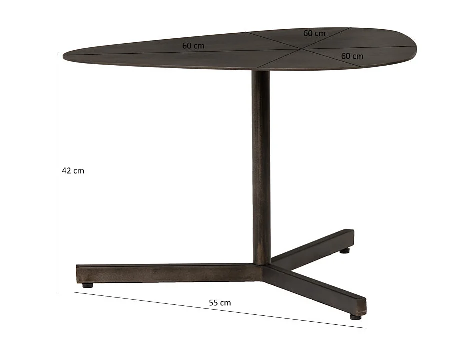 Table basse 60 cm triangulaire métal vieilli gris anthracite - KEPLER