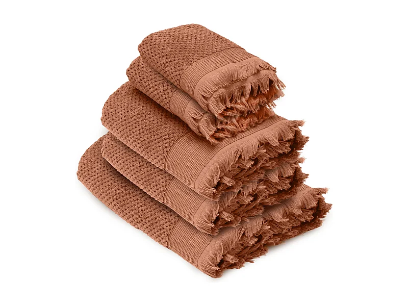 Parure de bain TETHYS 5 pièces micro-coton orange Terre