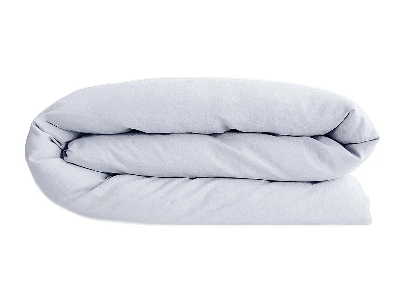 Housse de couette 140x200 cm lit simple lin lavé SONATE blanc Neige