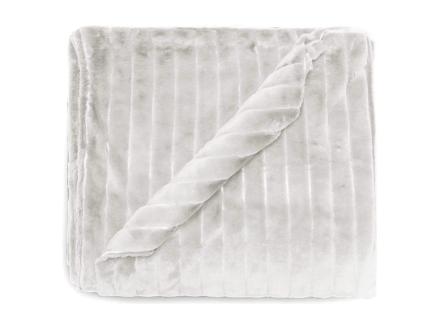 Dessus de lit 260x230 cm HERMINE fausse fourrure blanc Neige