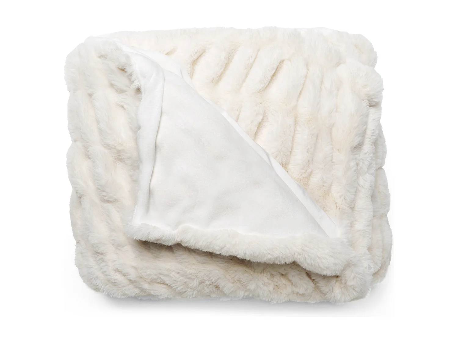 Plaid 150x200 ZIBELINE en fausse fourrure doublée velours blanc Neige