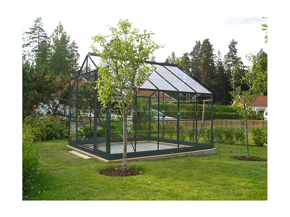 Serre en verre  SEKURIT 108 4 mm  + Base - 7,42 m² - Gris anthracite