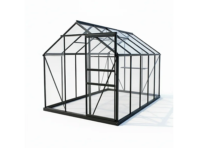 Serre en verre  SEKURIT 108 4 mm  + Base - 7,42 m² - Gris anthracite