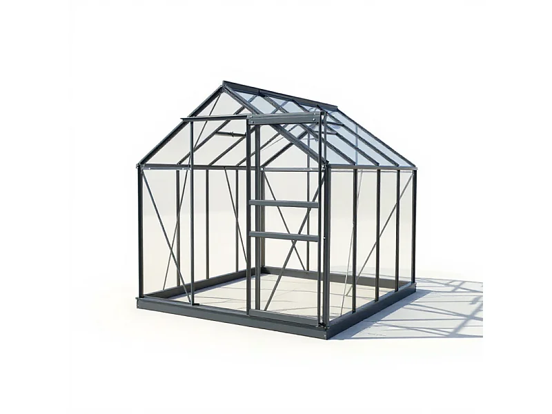 Serre en verre SEKURIT 86 4 mm + Base - 4.65 m² - Gris anthracite