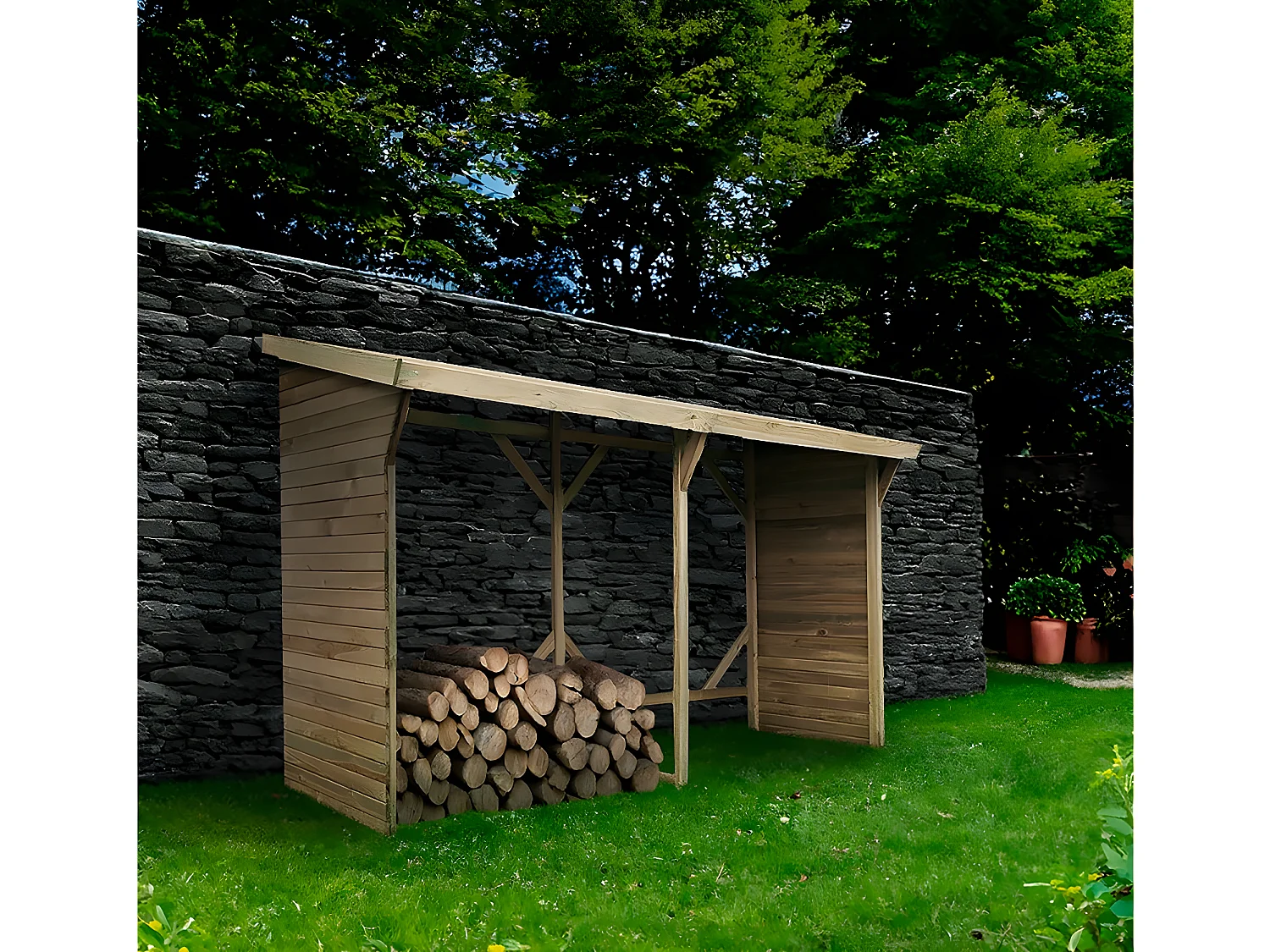 Abri bûches - 2.5 m² - 2.78 x 0.90 x 1.85 m- 5 Stères