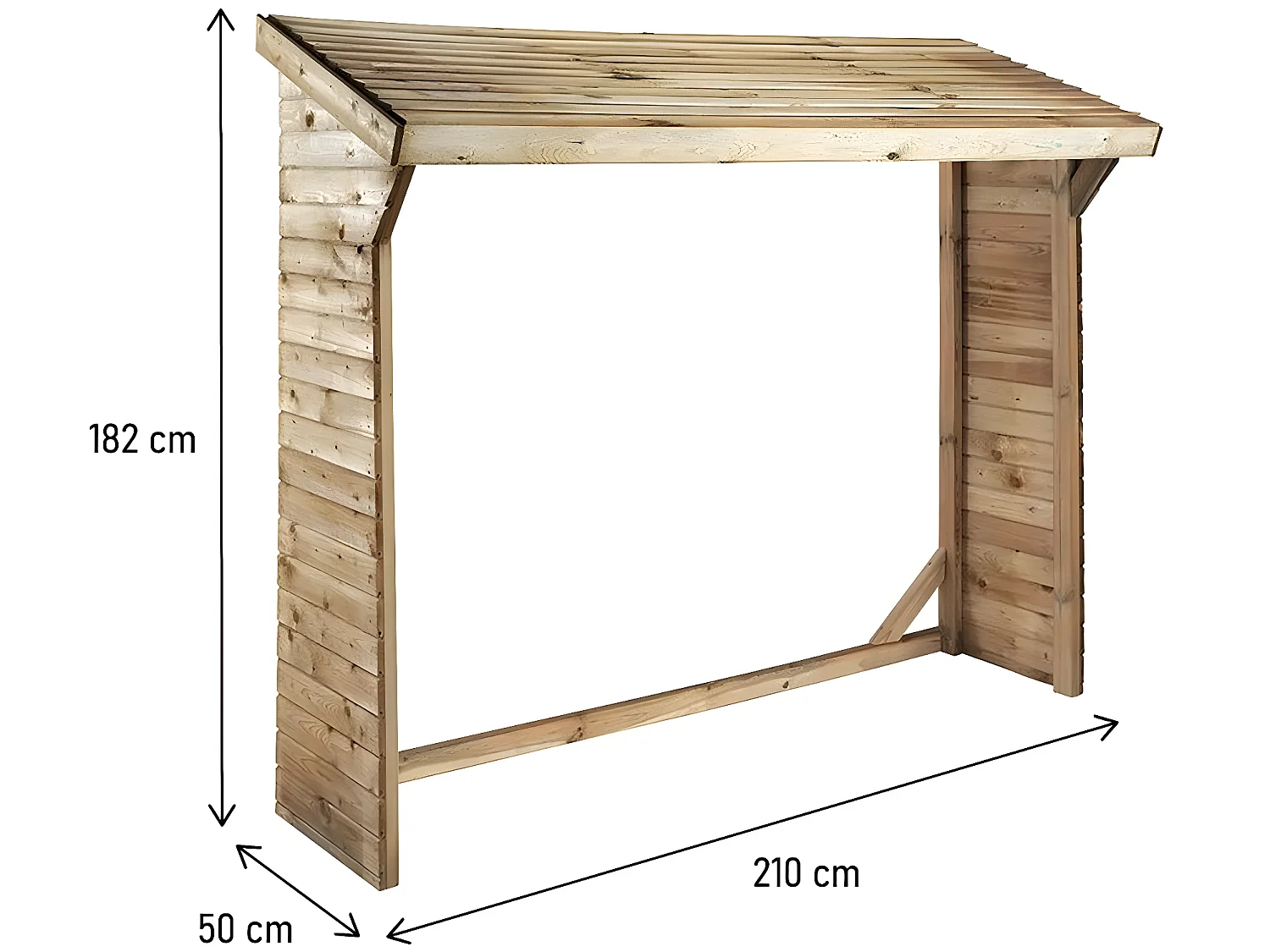 Abri bûches - 1.05 m² - 2.10 x 0.50 x 1.8 m- 2 Stères