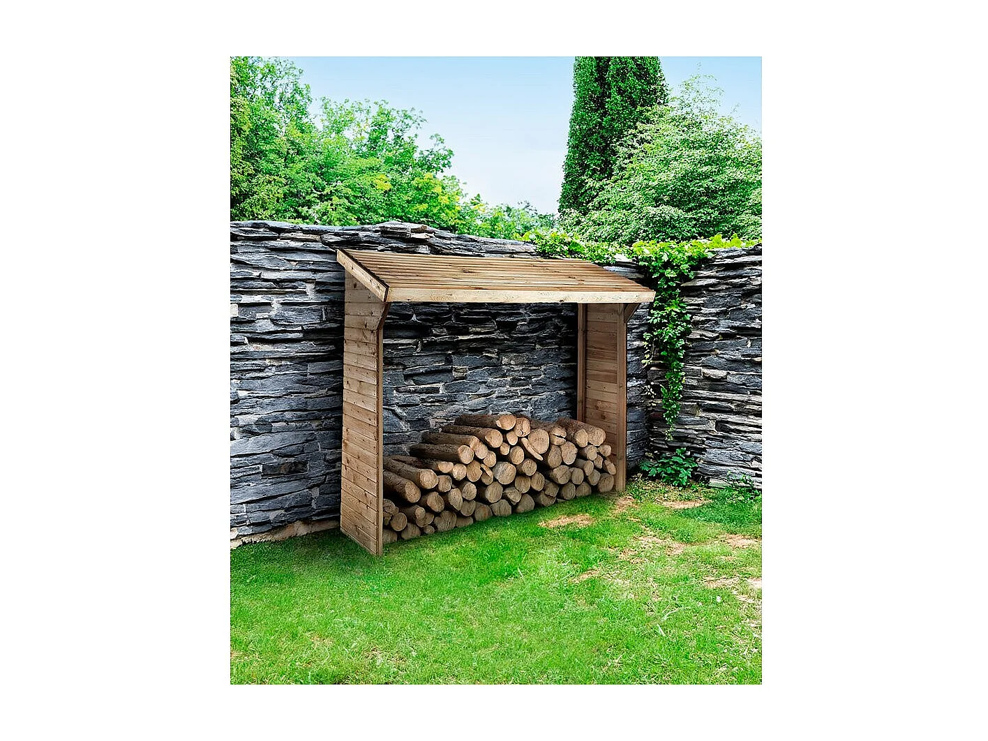 Abrigo de toras - 1,05 m² - 2,10 x 0,50 x 1,8 m - 2 Stères