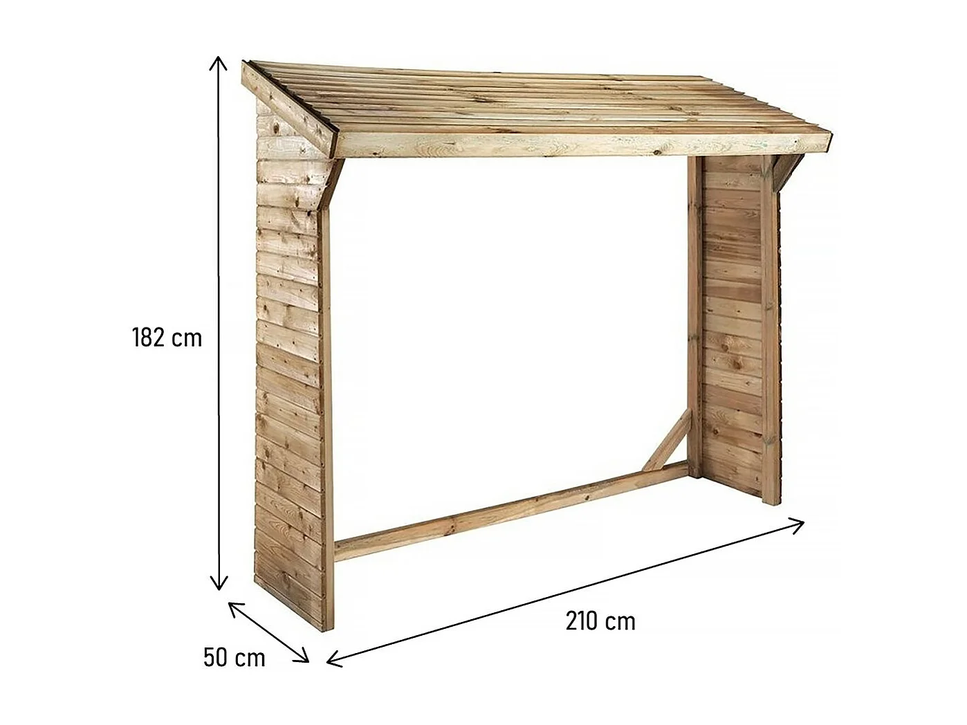 Abrigo de toras - 1,05 m² - 2,10 x 0,50 x 1,8 m - 2 Stères