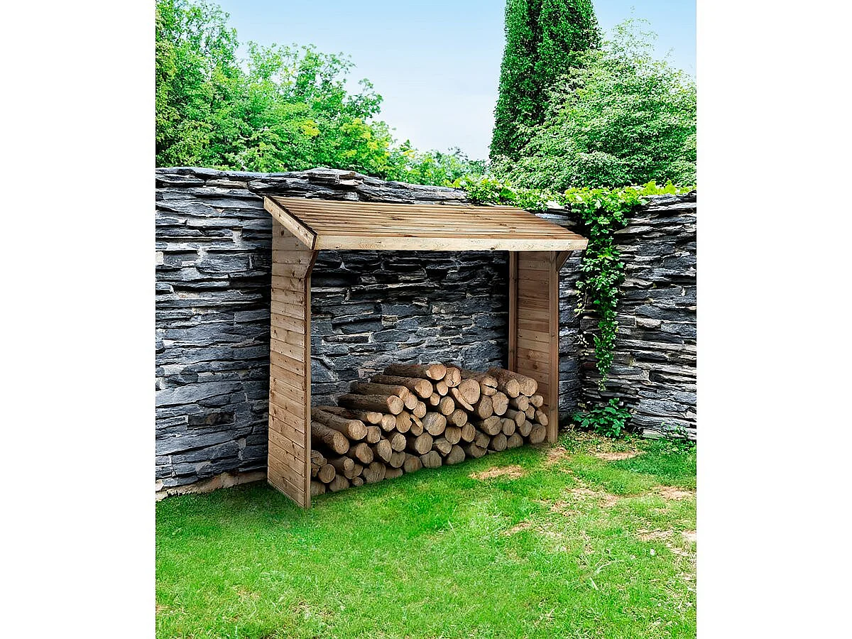 Houtopslag haardhout rek buiten - 1.05 m² - 210 x 50 x 180 cm- 2 kuub