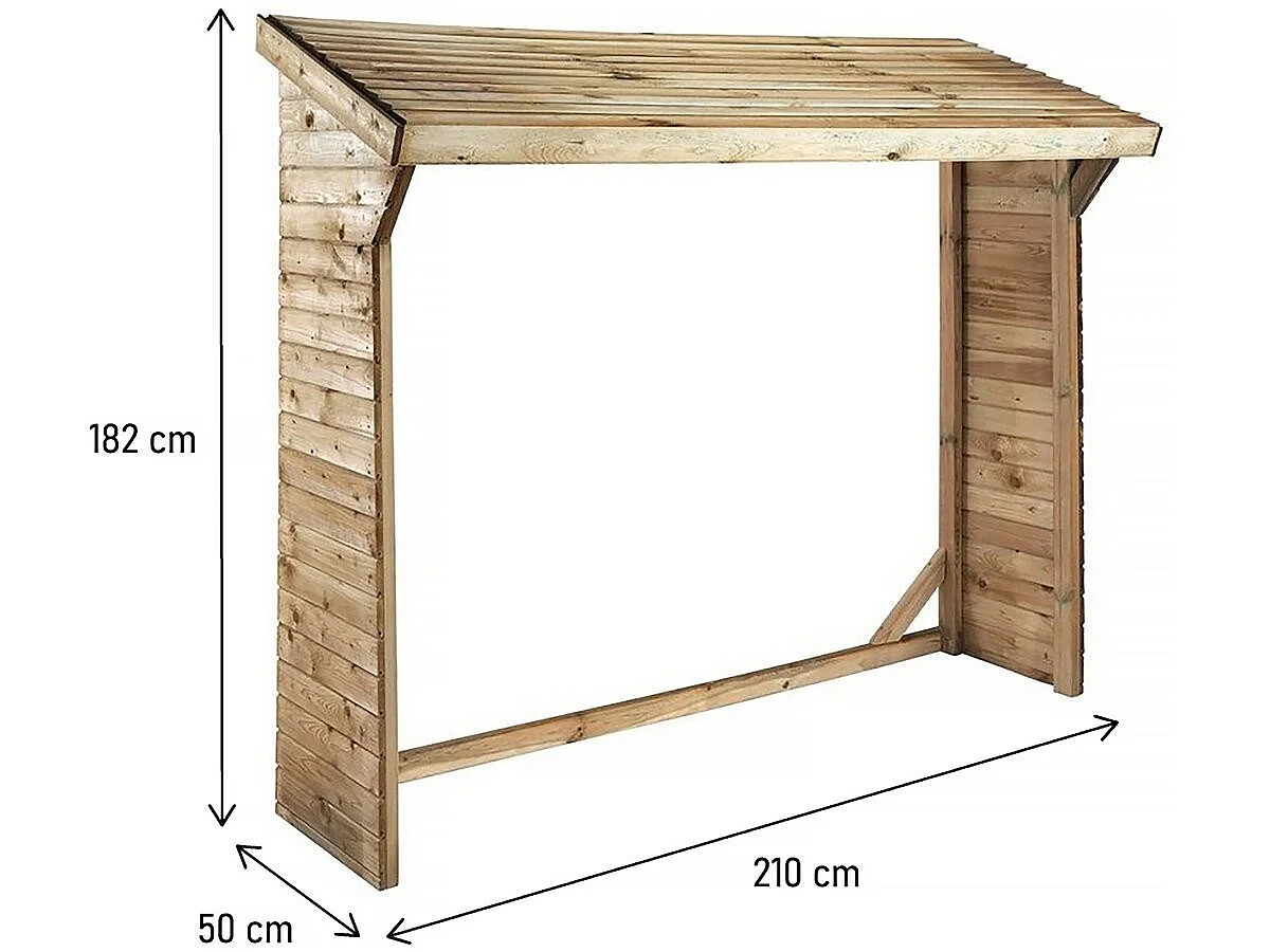 Houtopslag haardhout rek buiten - 1.05 m² - 210 x 50 x 180 cm- 2 kuub