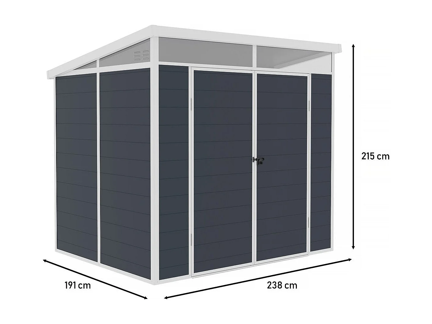 Abri de jardin "Detroit" en résine - Gris - 4.54m² - 1.91 x 2.38 m