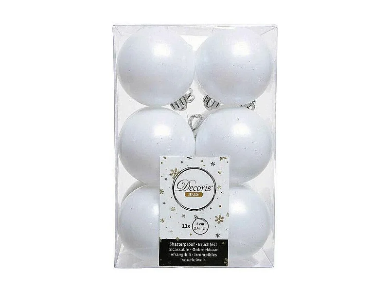 Boules de Noël Decoris 12 Unités Blanc Plastique Ø 6 cm