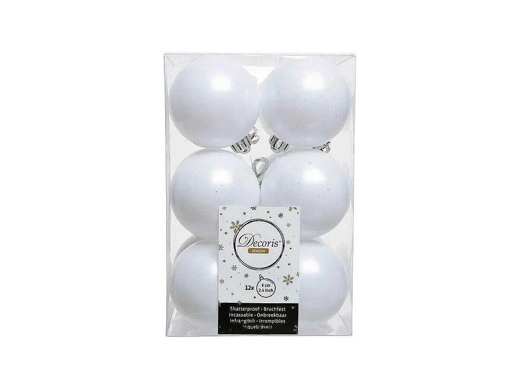 Boules de Noël Decoris 12 Unités Blanc Plastique Ø 6 cm