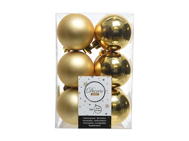Boules de Noël Decoris 12 Unités Doré Plastique Ø 6 cm