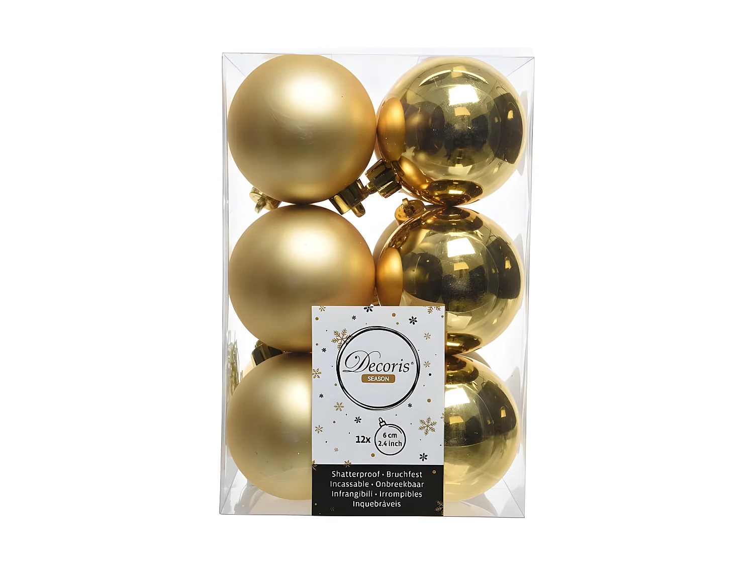 Boules de Noël Decoris 12 Unités Doré Plastique Ø 6 cm