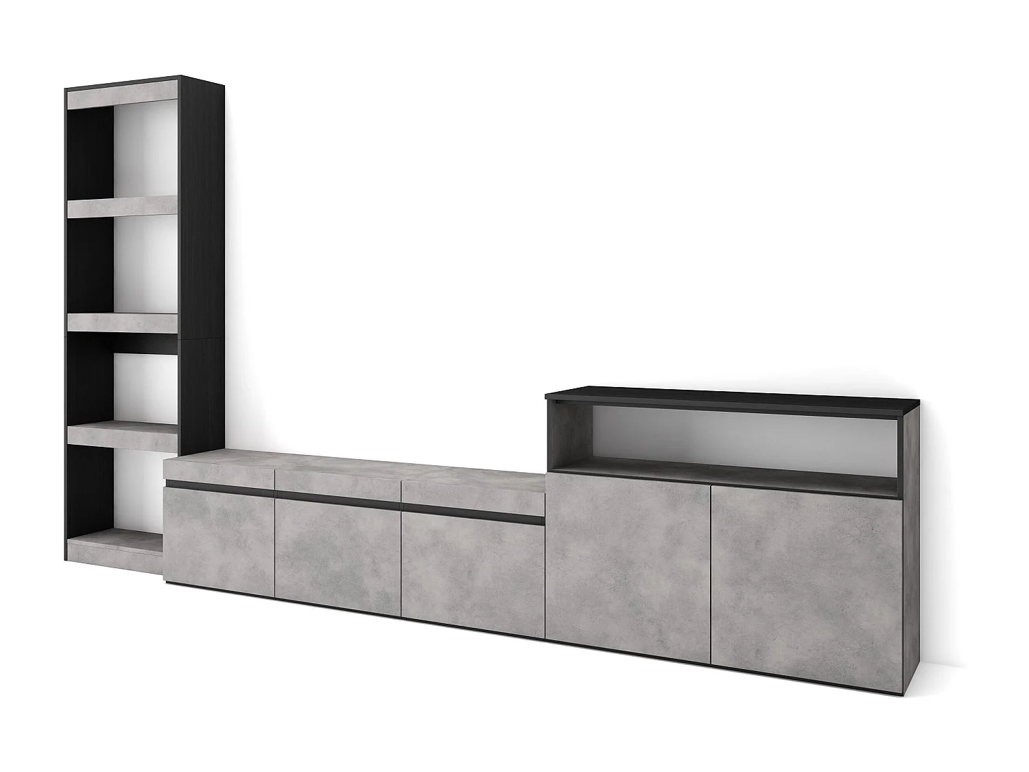 Meubels voor woonkamer, 310x35x186cm, Voor tv's tot 65", TV-Tafel, Cement