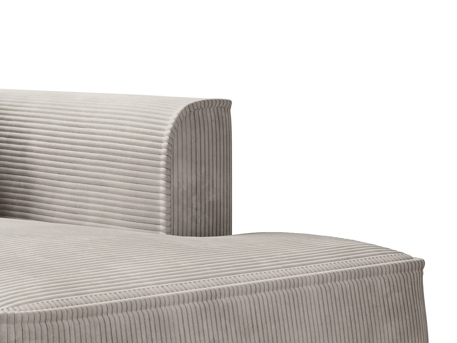 Chaise longue met hoek rechts van beige ribfluweel PINETA