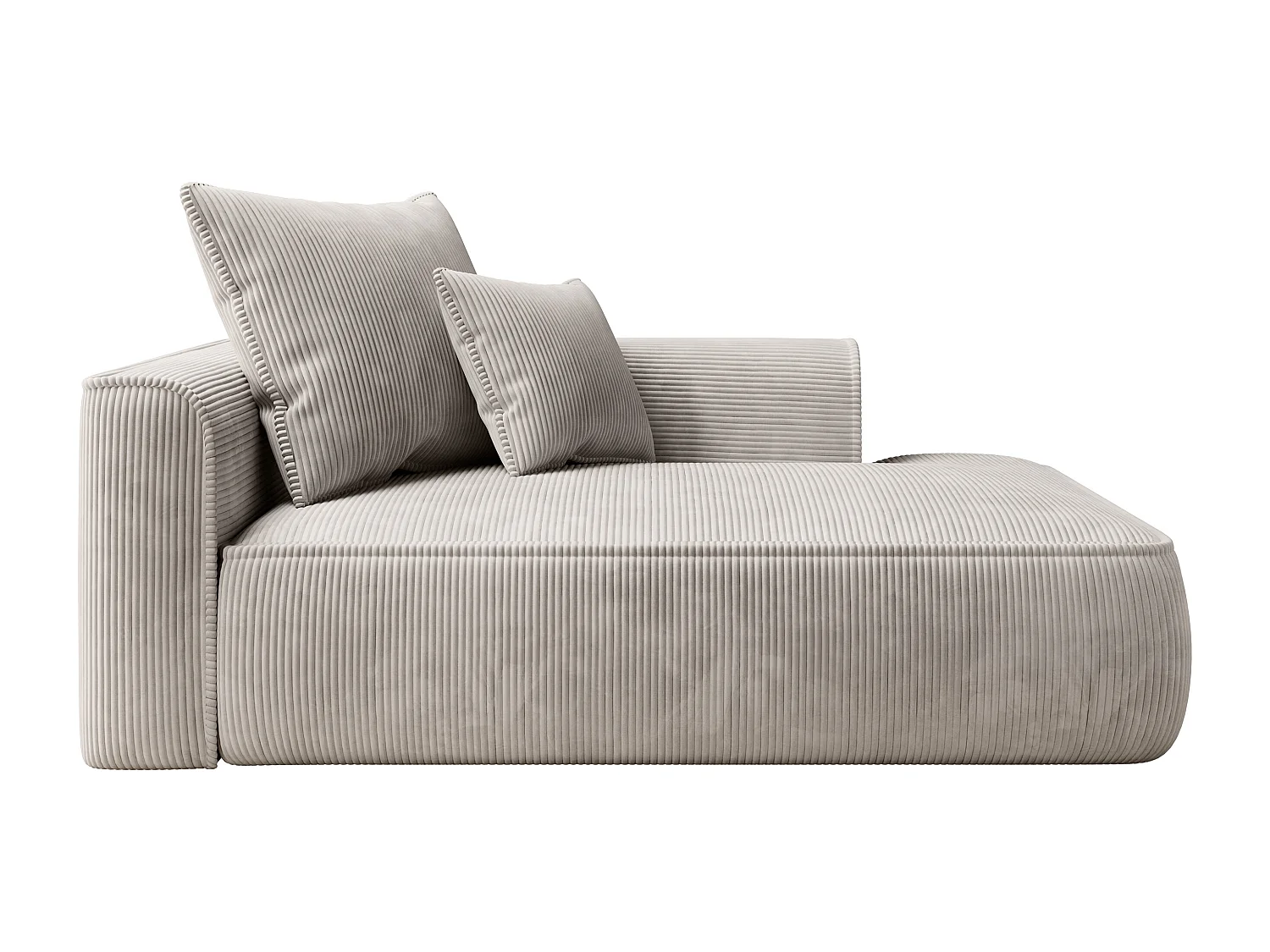 Chaise longue met hoek rechts van beige ribfluweel PINETA