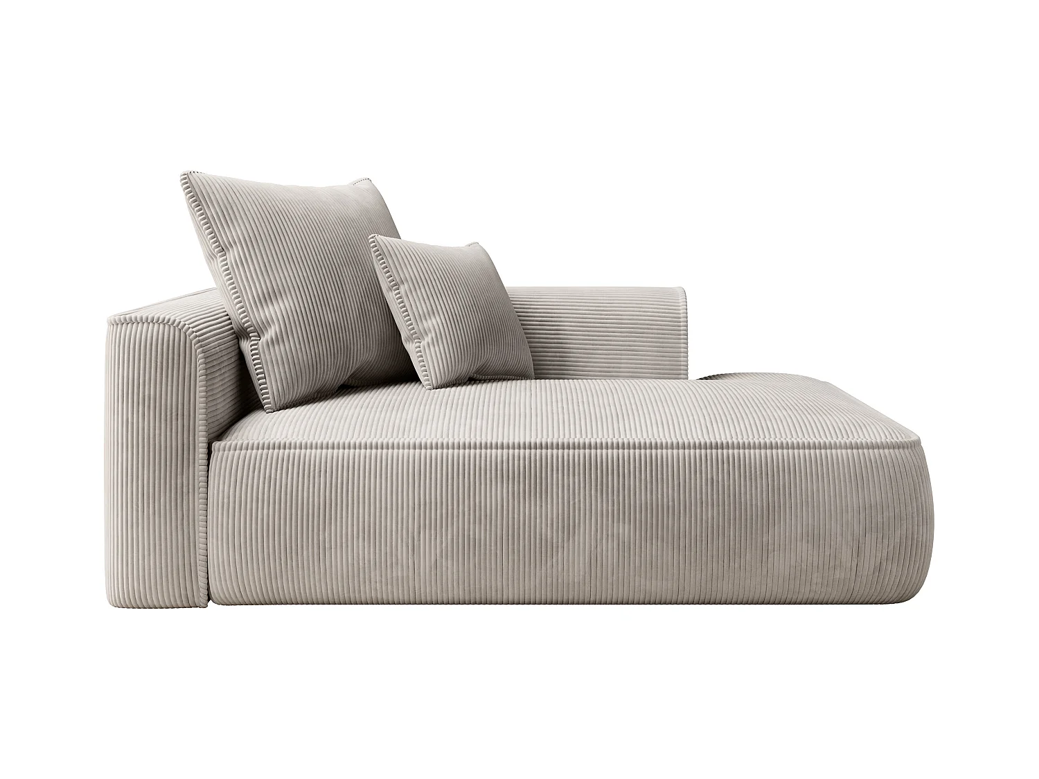Méridienne droite en velours côtelé beige PINETA