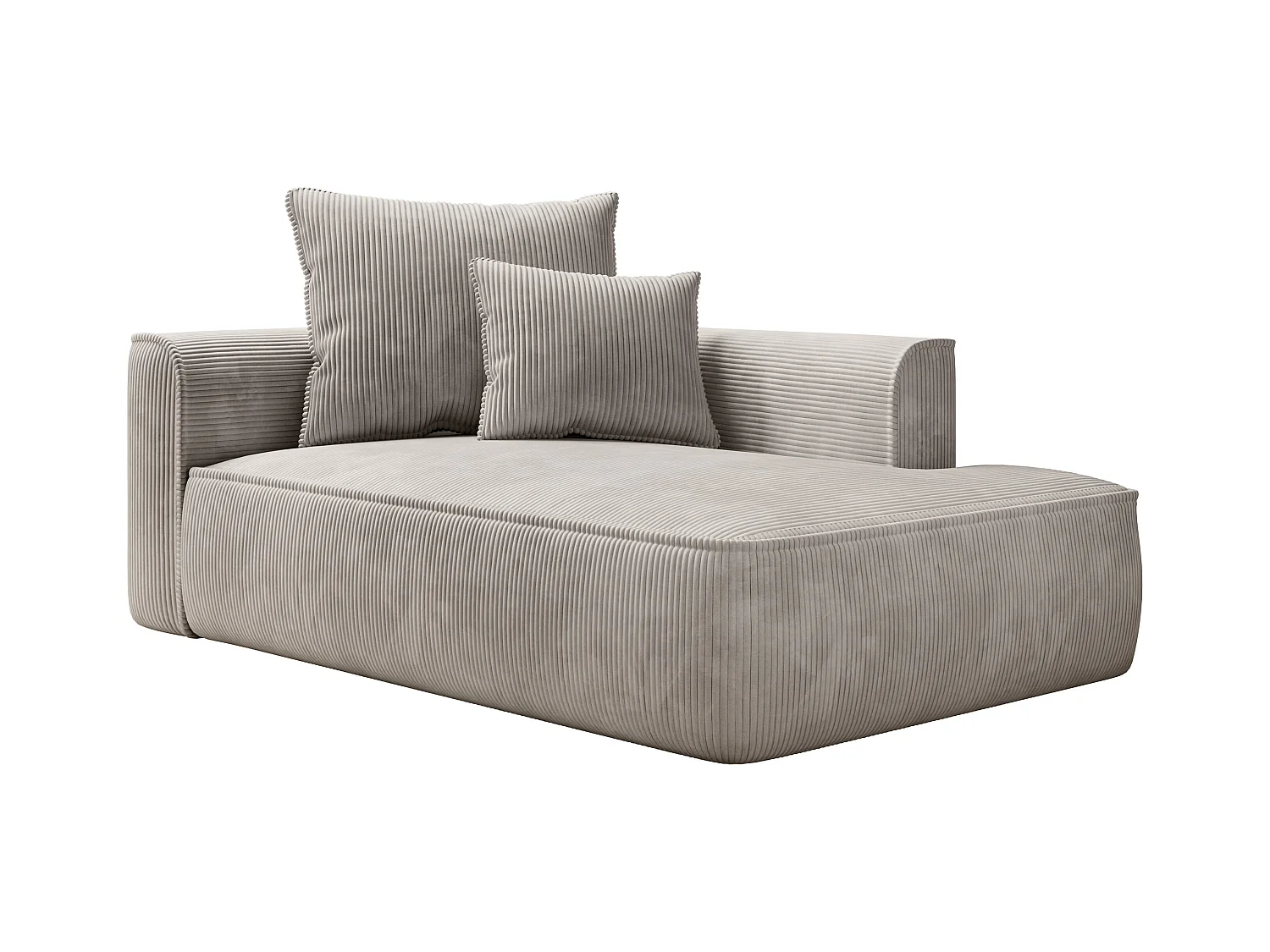 Méridienne droite en velours côtelé beige PINETA