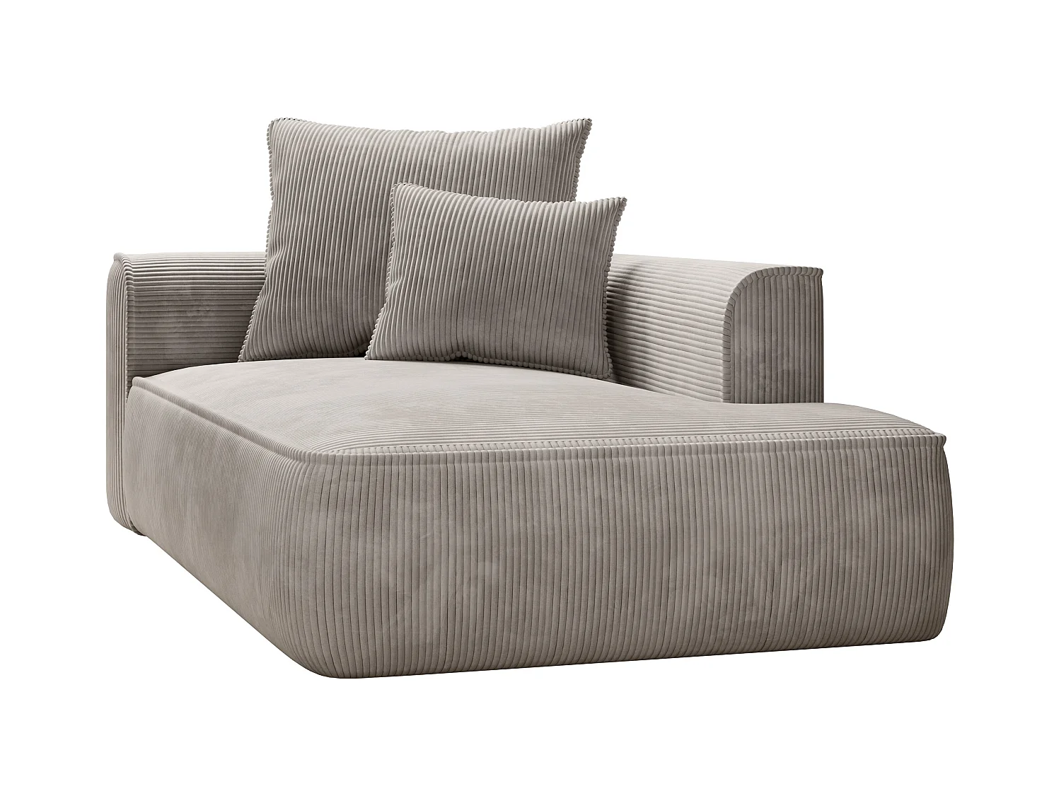 Méridienne droite en velours côtelé beige PINETA