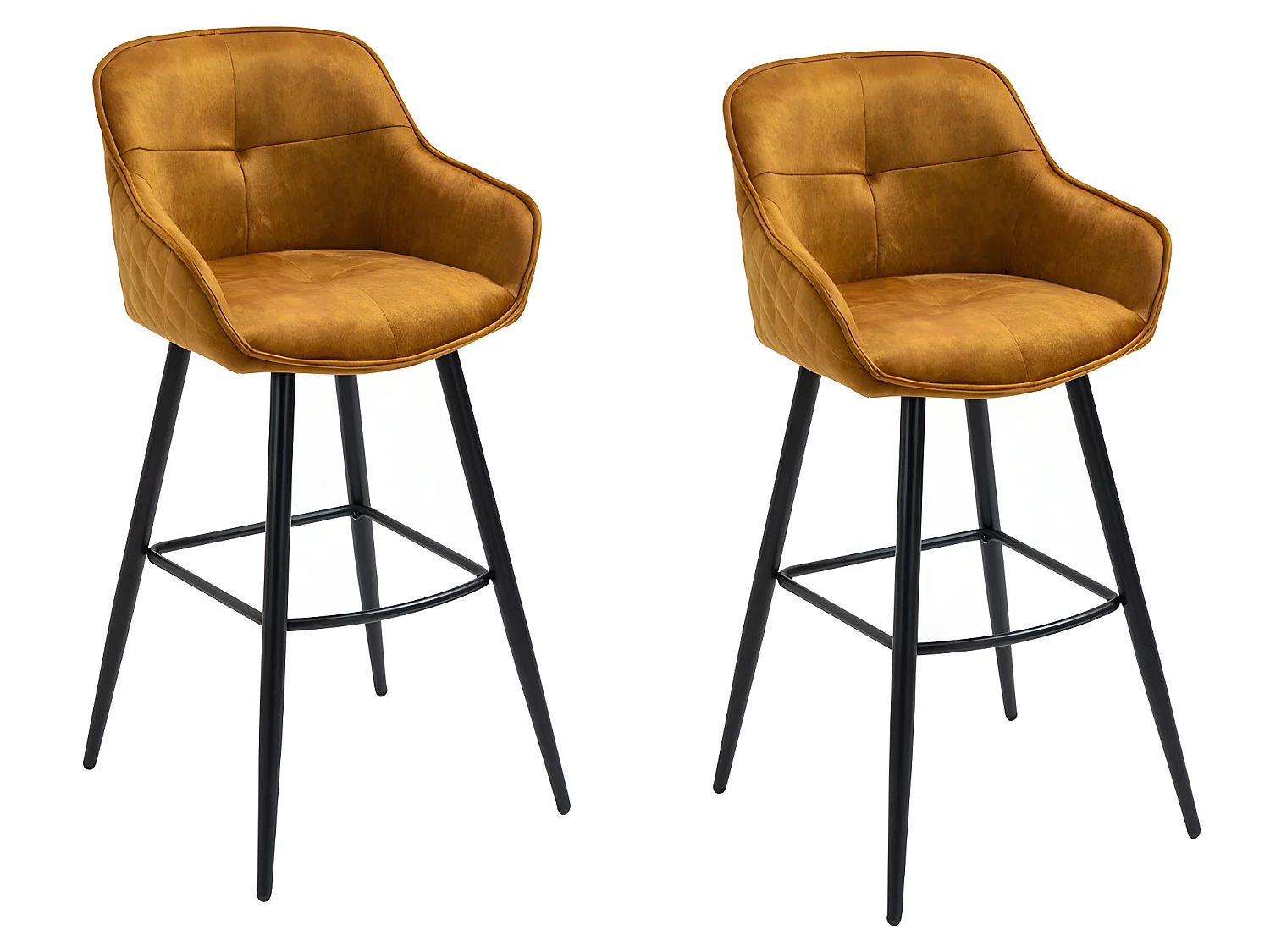 Barhocker 2er-Set - Stoff & Metall - Dunkelgelb - SHERRY