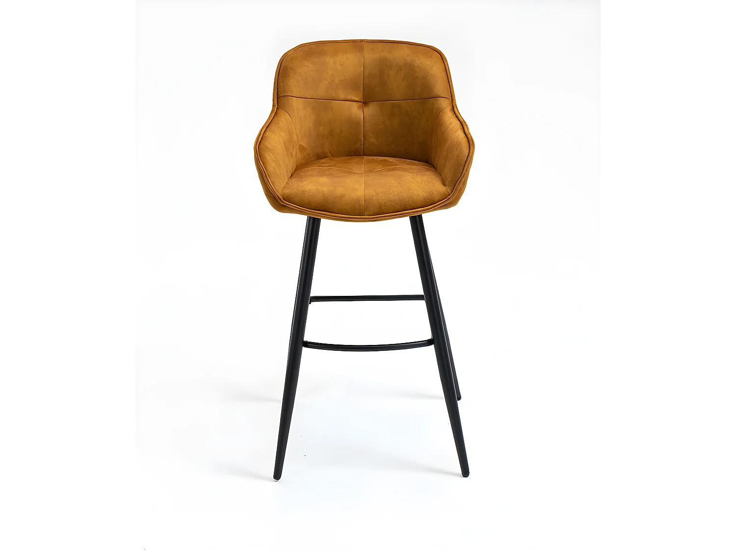 Barhocker 2er-Set - Stoff & Metall - Dunkelgelb - SHERRY