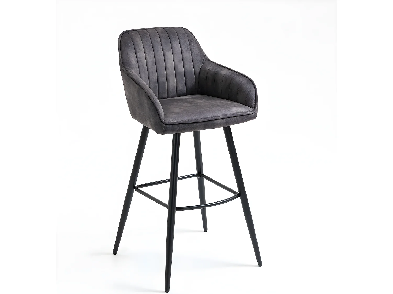 Barkruk set van 2 - Stof & metaal - Antraciet - BOND